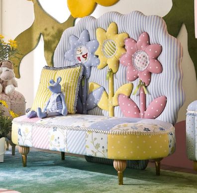 Casa Padrino Luxus Kindersofa Sonnenblumen Bunt - Kinderzimmer Sofa - Kinderzimmer Mö