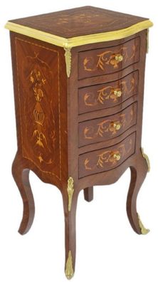 Casa Padrino Barock Kommode Dunkelbraun / Gold 40 x 30 x H. 80 cm - Handgefertigte Ma