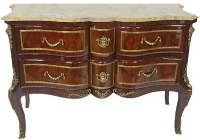 Casa Padrino Barock Kommode Braun / Gold / Creme 120 x 50 x H. 80 cm - Elegante Massi
