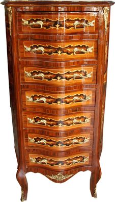 Casa Padrino Barock Kommode Mahagoni Intarsien mit 7 Schubladen 123 x 70 x 35 cm - An