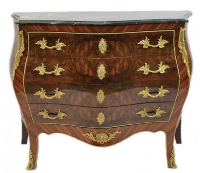 Casa Padrino Barock Kommode Braun mit grüner Marmorplatte - Bombay Empire Kommode