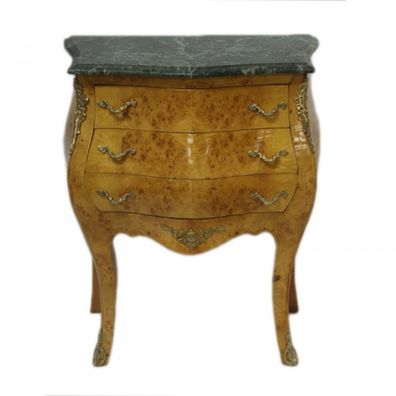 Casa Padrino Barock Kommode mit Marmorplatte aus Nussbaum H 75 cm, B 60 cm - Nachttis