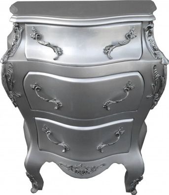 Casa Padrino Barock Kommode Silber B68 H79.5 cm - Handgefertigte Möbel