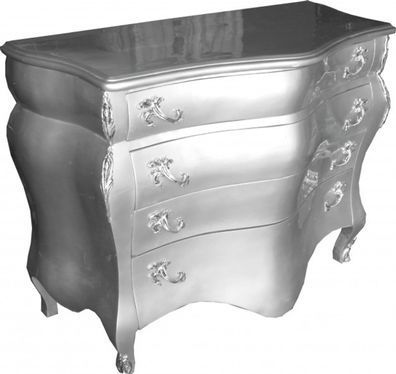 Casa Padrino Barock Kommode Silber B120 H94 cm - Handgefertigte Barock Möbel