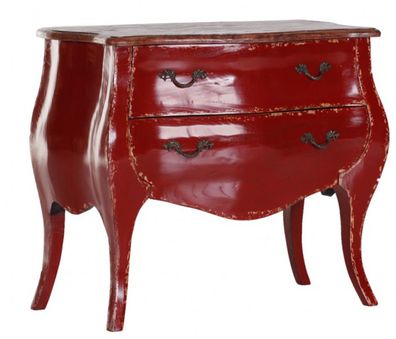 Casa Padrino Barock Kommode Rot / Holzfarben 91 cm - Schrank Möbel