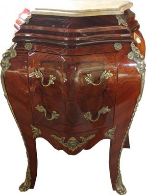 Casa Padrino Barock Kommode Mahagoni Braun mit cremefarbener Marmorplatte - Kommode