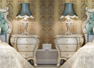 Casa Padrino Luxus Barock Nachtkommoden Set Creme / Gold 60 x 55 x H. 68 cm - Prunkvo