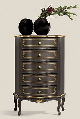 Casa Padrino Luxus Barock Kommode Schwarz / Gold - Edler Massivholz Schrank mit 5 Sch