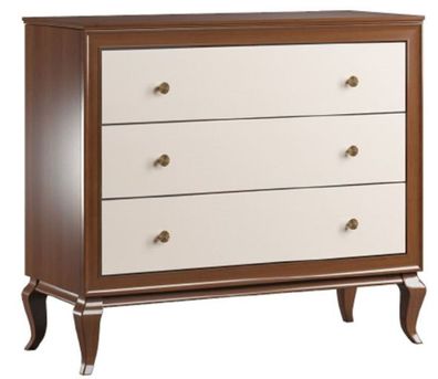 Casa Padrino Luxus Art Deco Massivholz Kommode mit 3 Schubladen Dunkelbraun / Cremefa