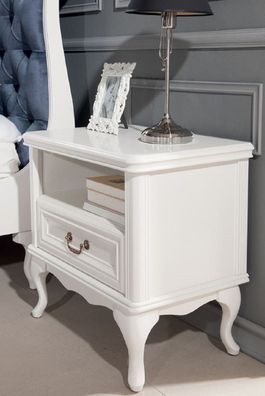 Casa Padrino Luxus Jugendstil Nachtkommode Weiß 64 x 42,5 x H. 63,1 cm - Eleganter Ma