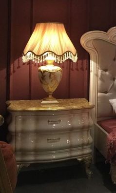 Casa Padrino Luxus Barock Nachtkommode Weiß / Gold - Handgefertigter Barock Nachttisc