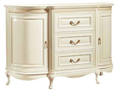 Casa Padrino Luxus Barock Kommode Creme / Gold 128,4 x 46,7 x H. 87,7 cm - Prunkvolle