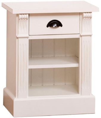 Casa Padrino Landhausstil Nachttisch mit Schublade und Regal Cremefarben 49 x 33 x H