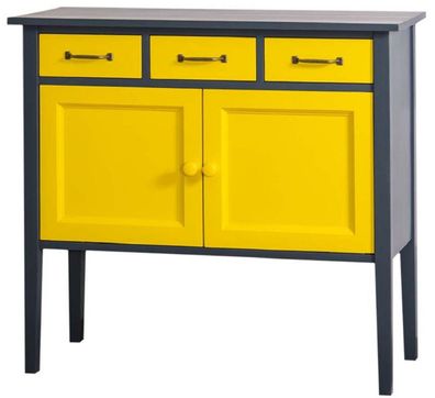 Casa Padrino Landhausstil Kommode mit 3 Schubladen und 2 Türen Dunkelgrau / Gelb 100
