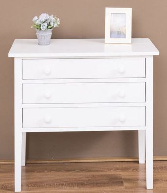 Casa Padrino Landhausstil Massivholz Kommode mit 3 Schubladen Weiß 80 x 41 x H. 75 cm