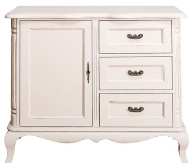 Casa Padrino Landhausstil Kommode mit Tür und 3 Schubladen Antik Hellgrau 110 x 48 x