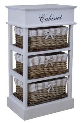 Casa Padrino Landhausstil Kommode Weiß / Naturfarben 38 x 28 x H. 70 cm - Handgeferti