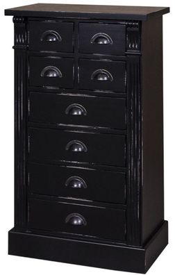 Casa Padrino Landhausstil Massivholz Kommode mit 8 Schubladen Antik Schwarz 60 x 36 x