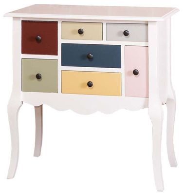 Casa Padrino Designer Kommode mit 7 Schubladen Weiss / Mehrfarbig 80 x 48 x H. 82 cm