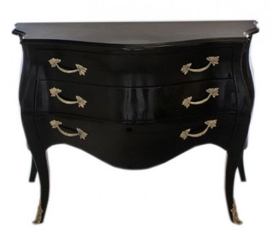 Casa Padrino Barock Kommode Schwarz - Handgefertigt aus Massivholz- Limited Edition