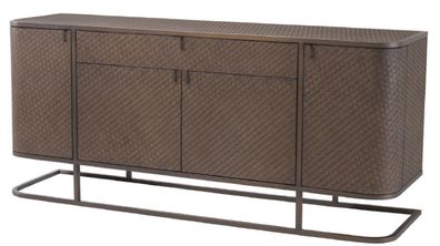 Casa Padrino Luxus Kommode mit 4 Türen und Schublade Braun / Bronze 170 x 46 x H. 75