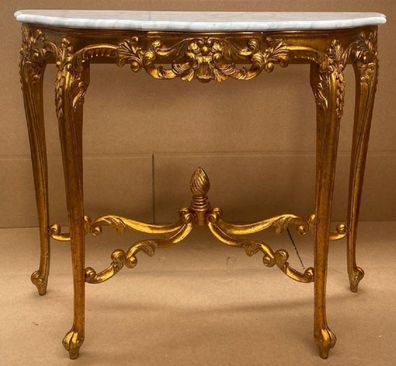 Casa Padrino Luxus Barock Konsole Gold / Weiß - Handgeferigter Massivholz Konsolentis