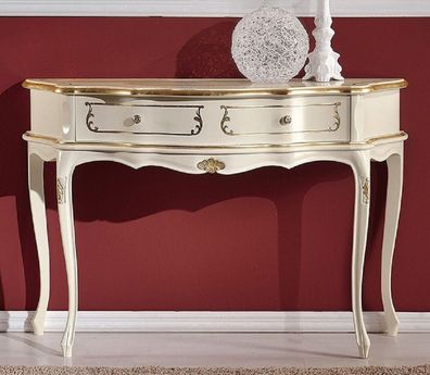 Casa Padrino Luxus Barock Konsole Cremefarben / Gold - Handgefertigter Massivholz Kon