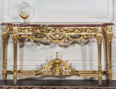 Casa Padrino Luxus Barock Konsole Gold / Rot 200 x 48 x H. 93 cm - Prunkvoller handge