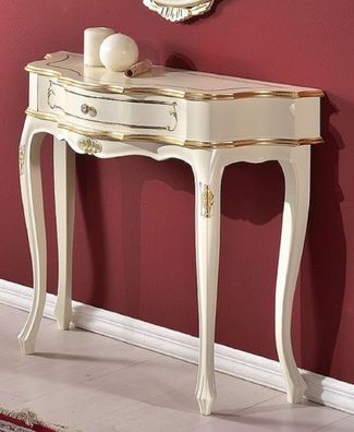 Casa Padrino Luxus Barock Konsole Weiß / Gold - Handgefertigter Massivholz Konsolenti
