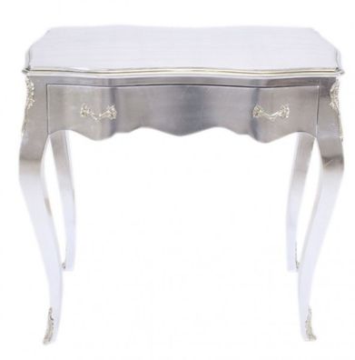Casa Padrino Barock Konsolen Tisch Silber mit Schublade 80 x 40 cm - Möbel Antik Stil