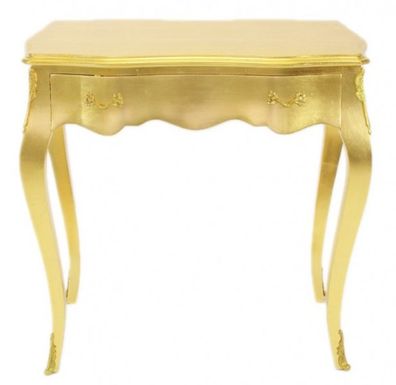 Casa Padrino Barock Konsolen Tisch Gold mit Schublade 80 x 40 cm - Möbel Antik Stil