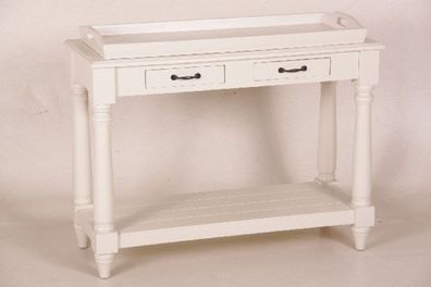 Casa Padrino Landhaus Stil Konsolen Tisch mit abnehmbaren Tablett weiß - Shabby Chic