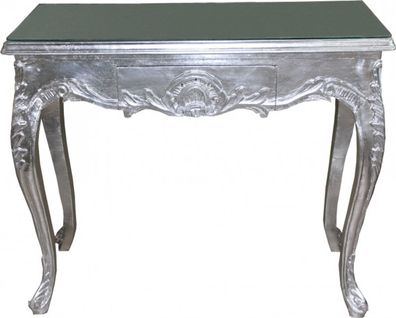 Casa Padrino Barock Konsolentisch Silber mit Schubladen Damen Schminktisch - Antik St