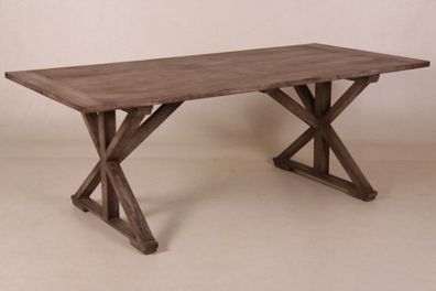Casa Padrino Vintage Teak Esstisch Rustic Grey 170 x 95 cm - Landhaus Stil Tisch Teak