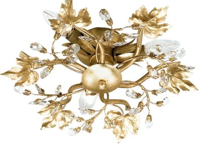 Casa Padrino Luxus Jugendstil Deckenleuchte Blätter Gold Ø 34 x H. 10 cm - Elegante M