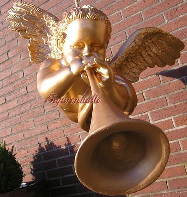 Engel gold Lackierung Figur Statue Skulptur Erzengel Gabriel Weihnachten Deko Außenbe