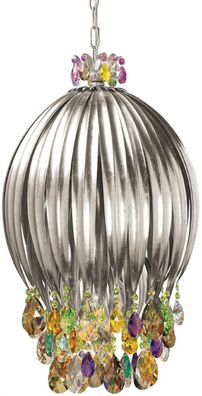 Casa Padrino Luxus Hängeleuchte Silber / Mehrfarbig Ø 40 x H. 70 cm - Moderne Metall