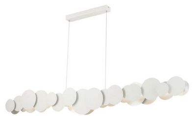 Casa Padrino Designer LED Hängeleuchte Weiß / Silber 150 x 8 x H. 38 cm - Luxus Kolle