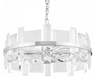 Casa Padrino Hängeleuchte Silber Ø 60 cm - Moderne runde Hängelampe mit Metallrahmen