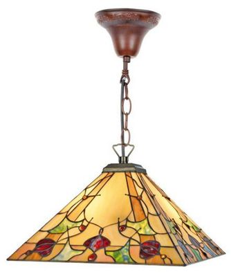 Casa Padrino Tiffany Deckenleuchte / Hängeleuchte mit Kette Mosaik Glas Eckig 40x 40
