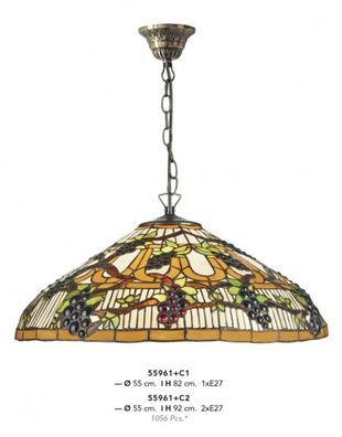 Casa Padrino Tiffany Hängeleuchte Durchmesser 55cm Leuchte - Glas Mosaik Lampe Handge