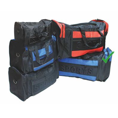 XXL Sporttasche Tasche Schwarz/ Blau 75x30x34cm + 3 Seitenfächern + Trageriemen