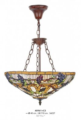Casa Padrino Tiffany Hängeleuchte 40cm 3-Flammig Leuchte - Glas Mosaik Lampe Handgefe
