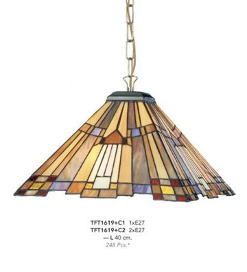 Casa Padrino Tiffany Hängeleuchte Durchmesser 40cm 2-Flammig ModH1 - Leuchte Lampe De
