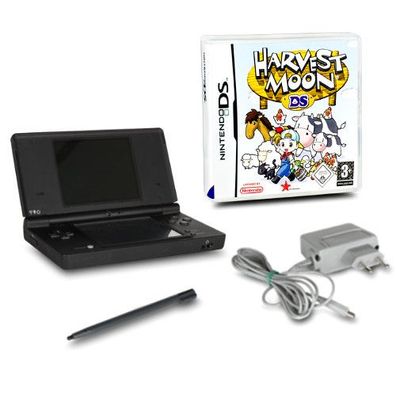 DSi Handheld Konsole schwarz #81A + Original Ladekabel + Spiel Harvest Moon DS