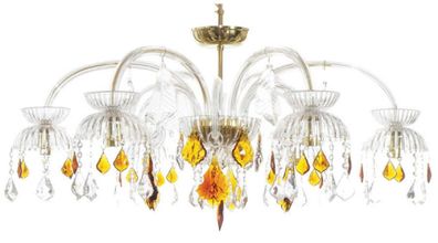 Casa Padrino Luxus Barock Kristall Kronleuchter Bernsteinfarben / Gold Ø 100 x H. 50