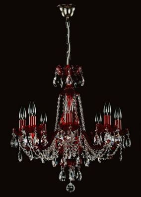 Casa Padrino Luxus Barock Kristall Kronleuchter Rot / Silber Ø 57 x H. 55 cm - Prunkv