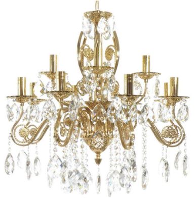 Casa Padrino Luxus Barock Kristall Kronleuchter Gold Ø 70 x H. 65 cm - Vergoldeter Me