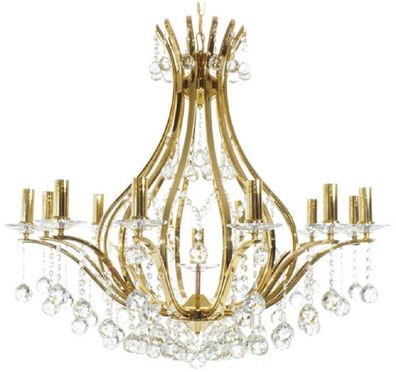 Casa Padrino Luxus Barock Kristall Kronleuchter Gold Ø 85 x H. 80 cm - Vergoldeter Ku