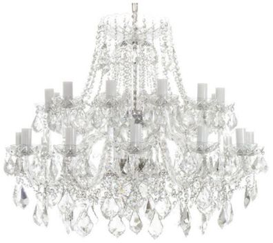 Casa Padrino Luxus Barock Kristall Kronleuchter Silber Ø 90 x H. 70 cm - Prunkvoller